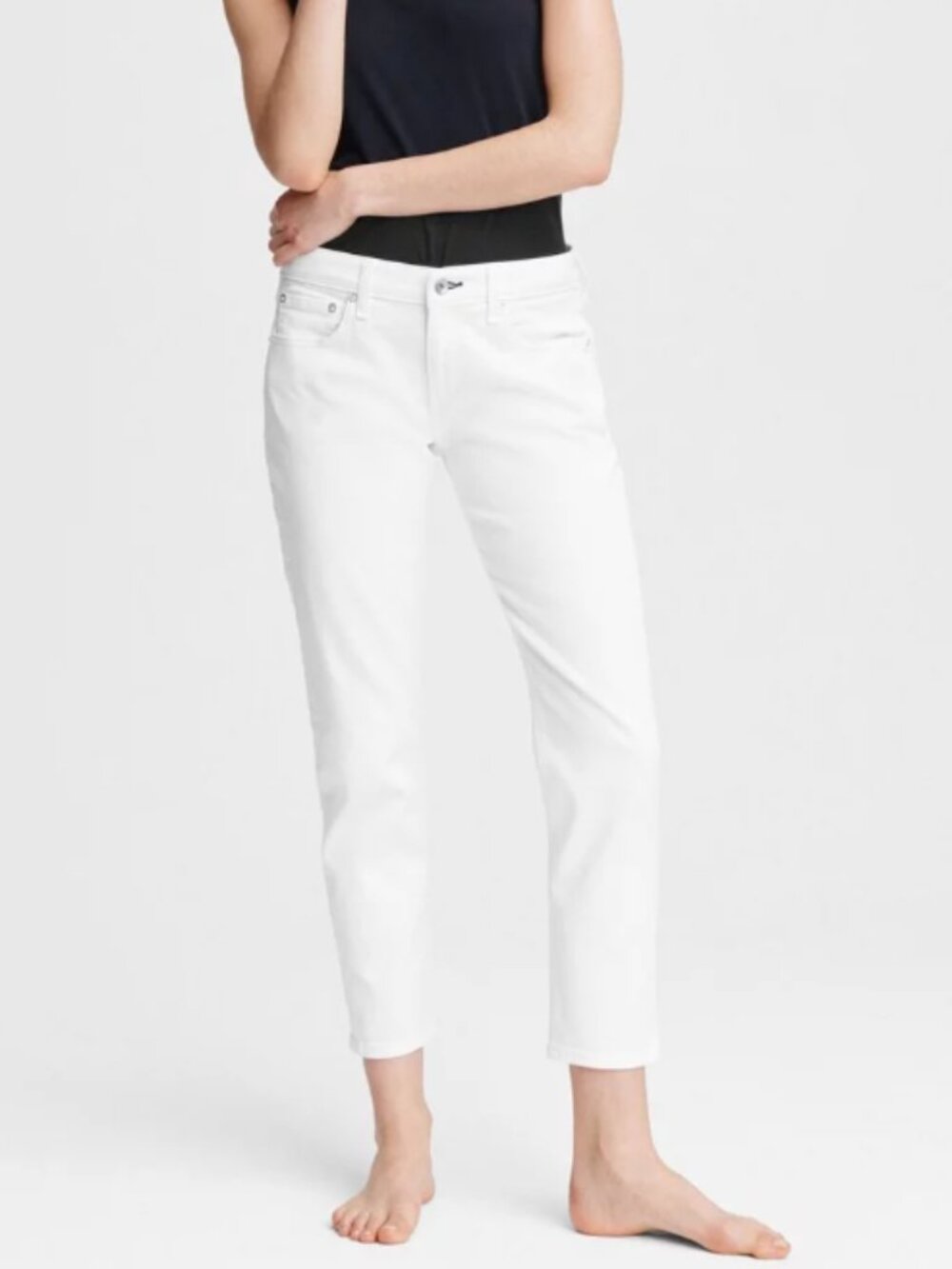Rag & Bone Dre Low-Rise Slim Boyfriend Denim Jean White Size 28